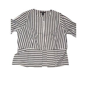 Striped Black & White Long Sleeve Blouse By Gramercy 22 1X Size